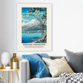 Wallity Pintura Decorativa Enmarcada Monte Fuji desde el Lago Yamanaka 55 x 75 cm
